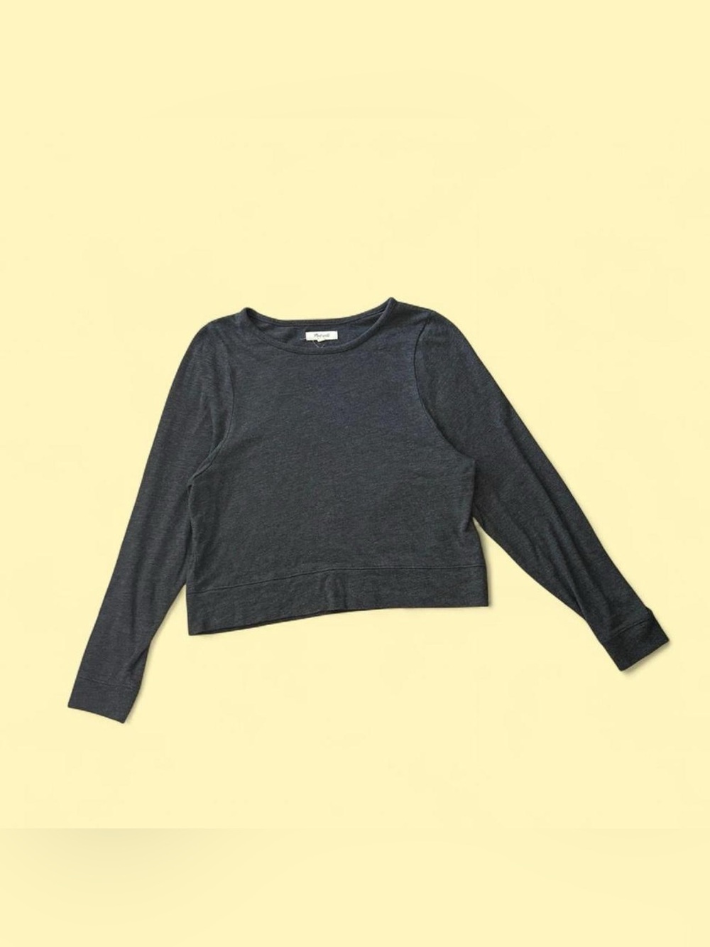 madewell three quarter sleeve gray crop top